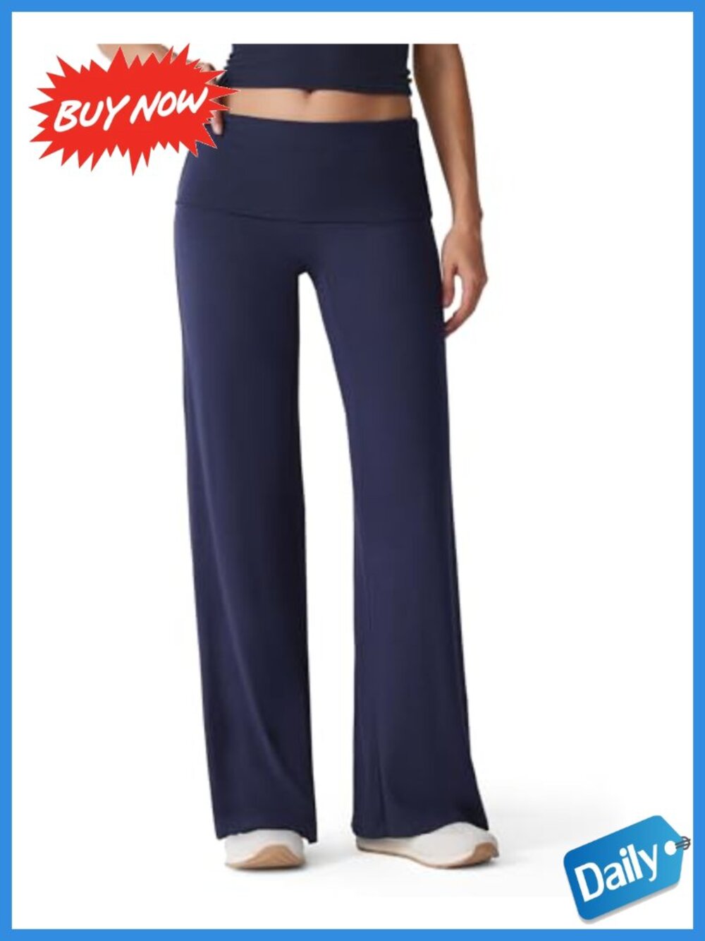 Fold Over Wide Leg Yoga Pants Viscose Spandex Stretch Lounge Pants
